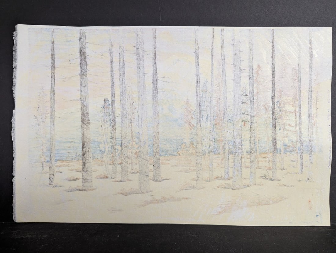 Ito Takashi 'Mt. Fuji from Yamanaka' 1952 Japanese Woodblock Print - 11