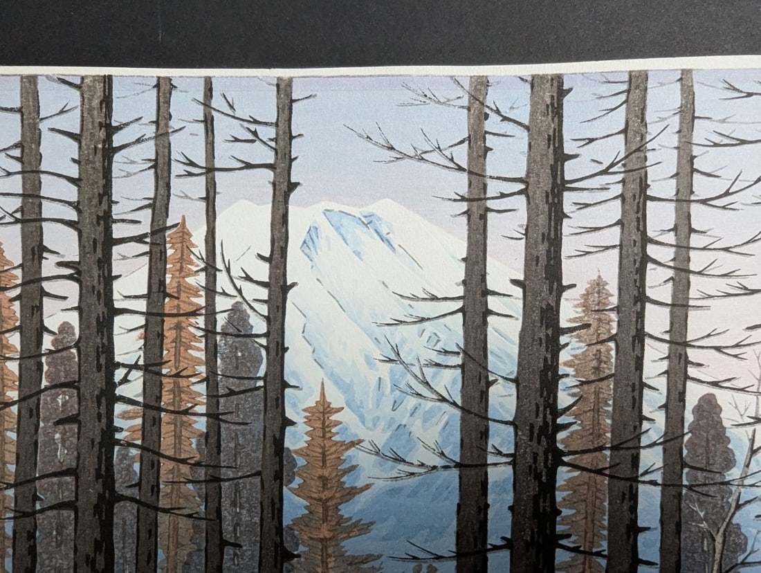 Ito Takashi 'Mt. Fuji from Yamanaka' 1952 Japanese Woodblock Print - 3