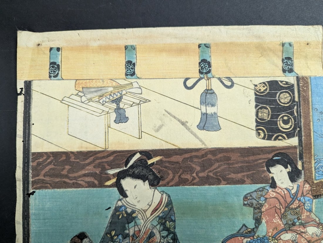 Toyokuni III (Kunisada) Court of Taira no Kiyomori Original 19th Century Japanese Woodblock Print - 7
