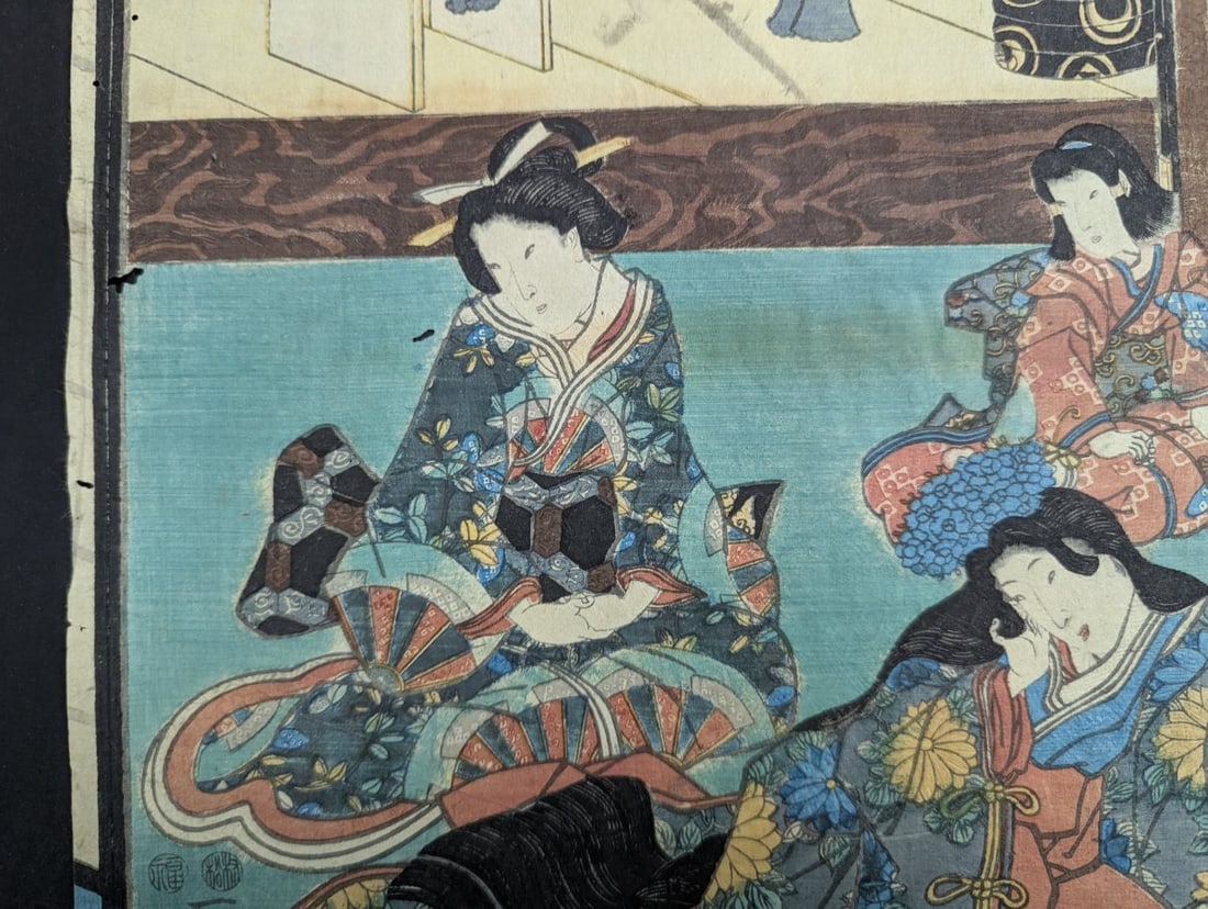 Toyokuni III (Kunisada) Court of Taira no Kiyomori Original 19th Century Japanese Woodblock Print - 8