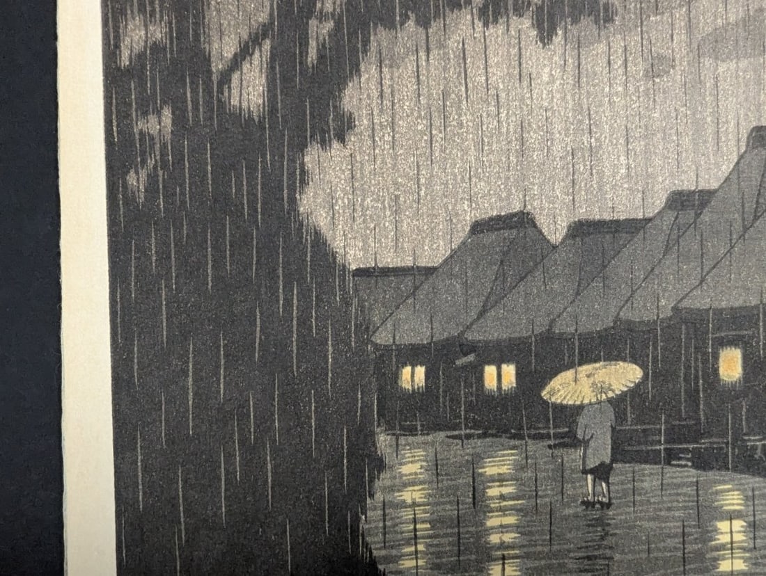 Kawase Hasui Rain at Ushibori Japanese Woodblock Print Unique Landscape Art - 6