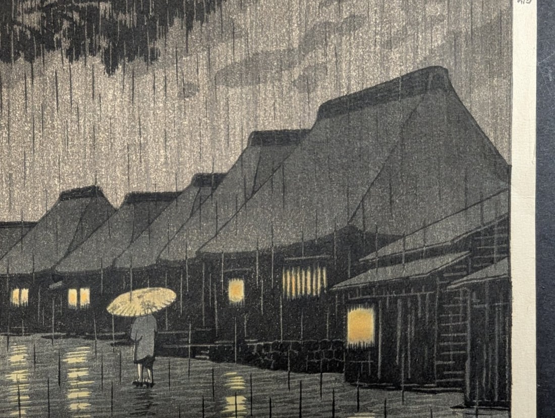 Kawase Hasui Rain at Ushibori Japanese Woodblock Print Unique Landscape Art - 7