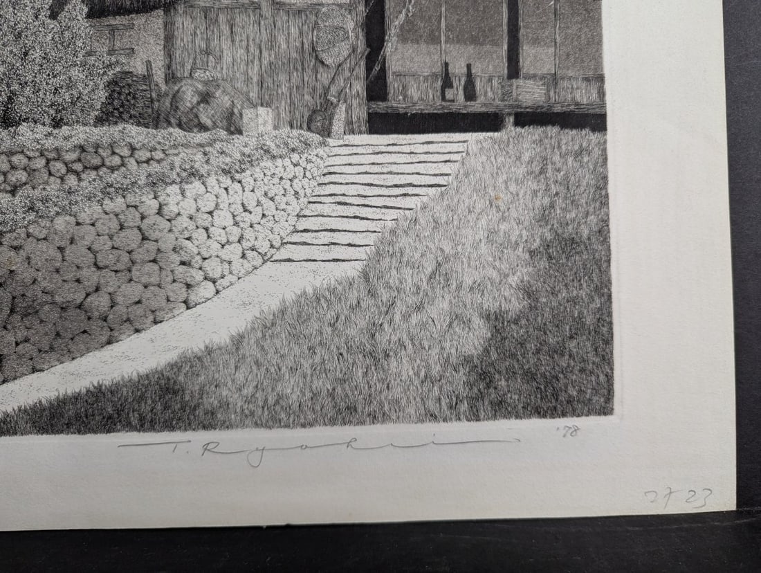 Tanaka Ryohei Thatched Roof Farmhouse Etching 3/100 1978 Limited Edition Artwork - 10