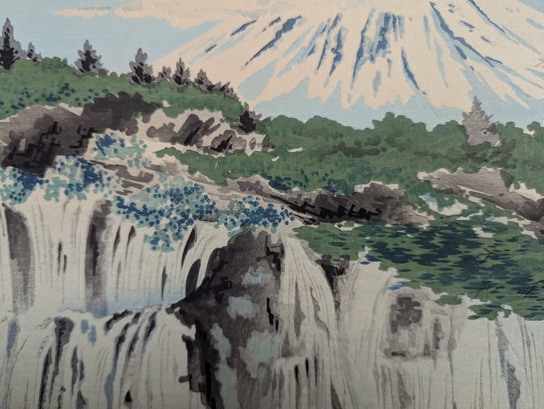 Japanese Woodblock Print by Tokuriki TomikichirÅ Mt Fuji from Shiraito Falls - 6