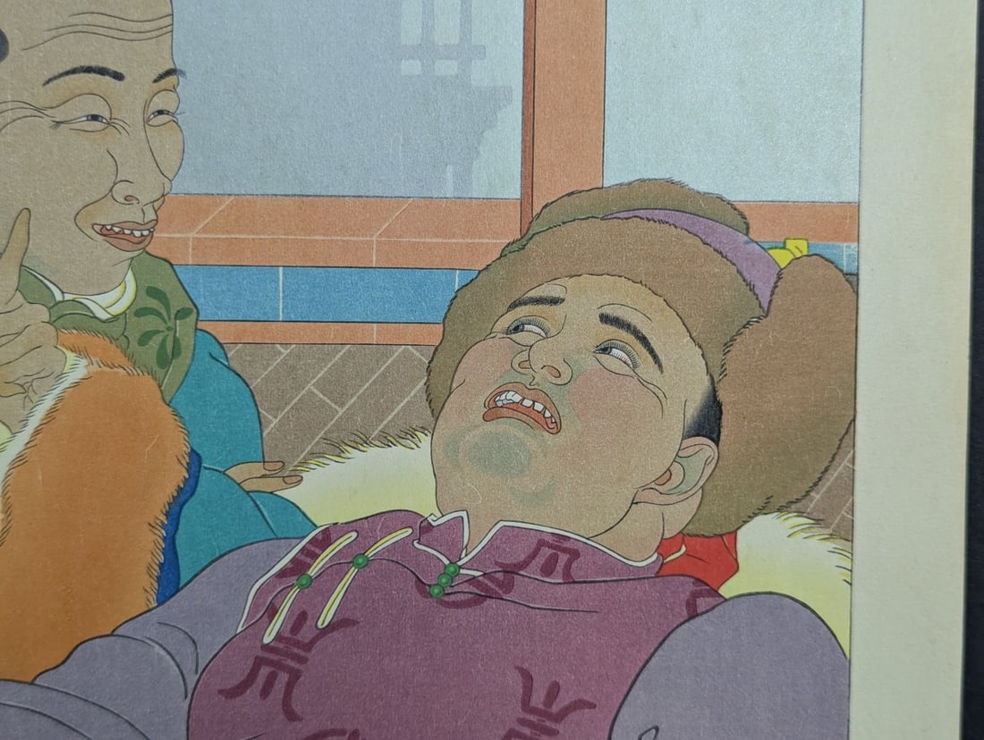 Paul Jacoulet Japanese Woodblock Print Une Histoire Tres Drole Mongols Unique Art - 5