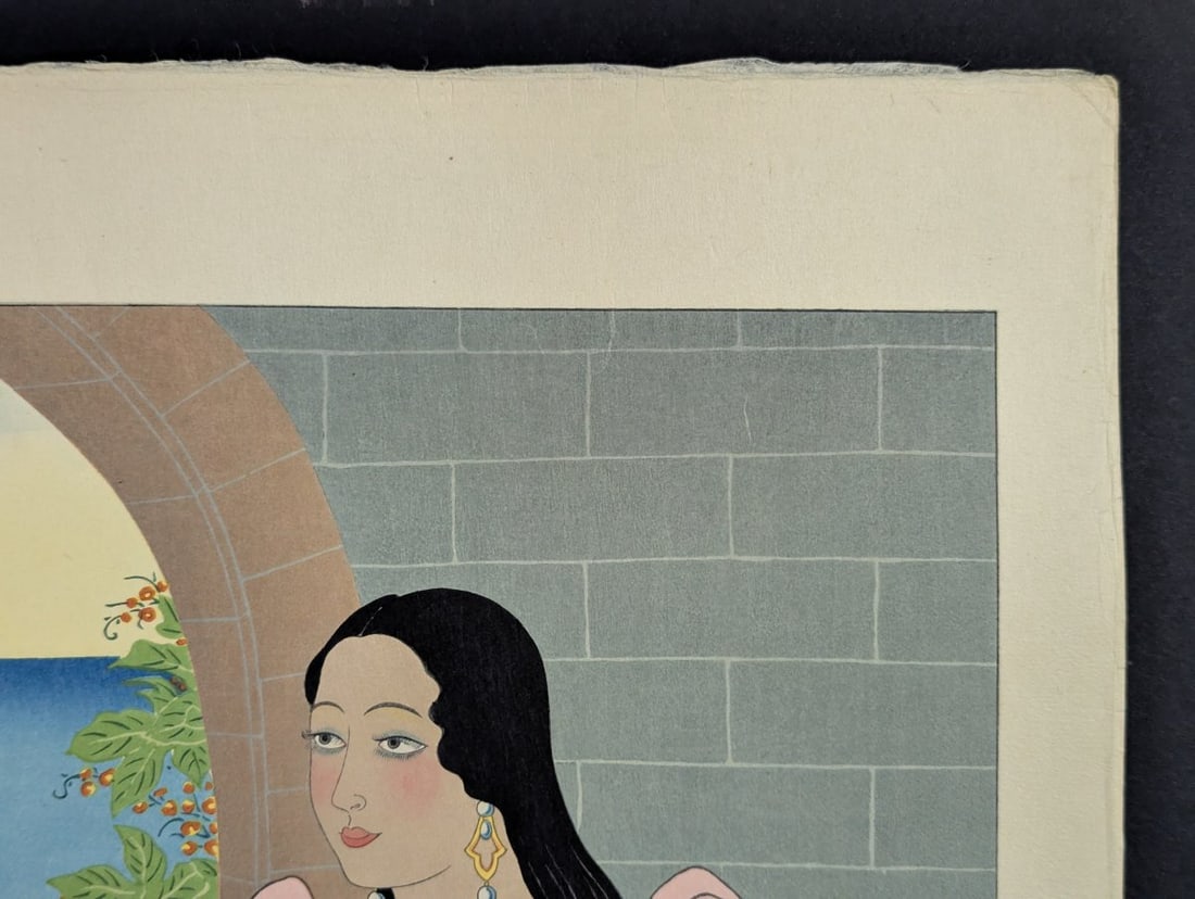 Paul Jacoulet Japanese Woodblock Print Joaquina et sa Mere au Sermon du Pere PONS Rota Marianes - 3