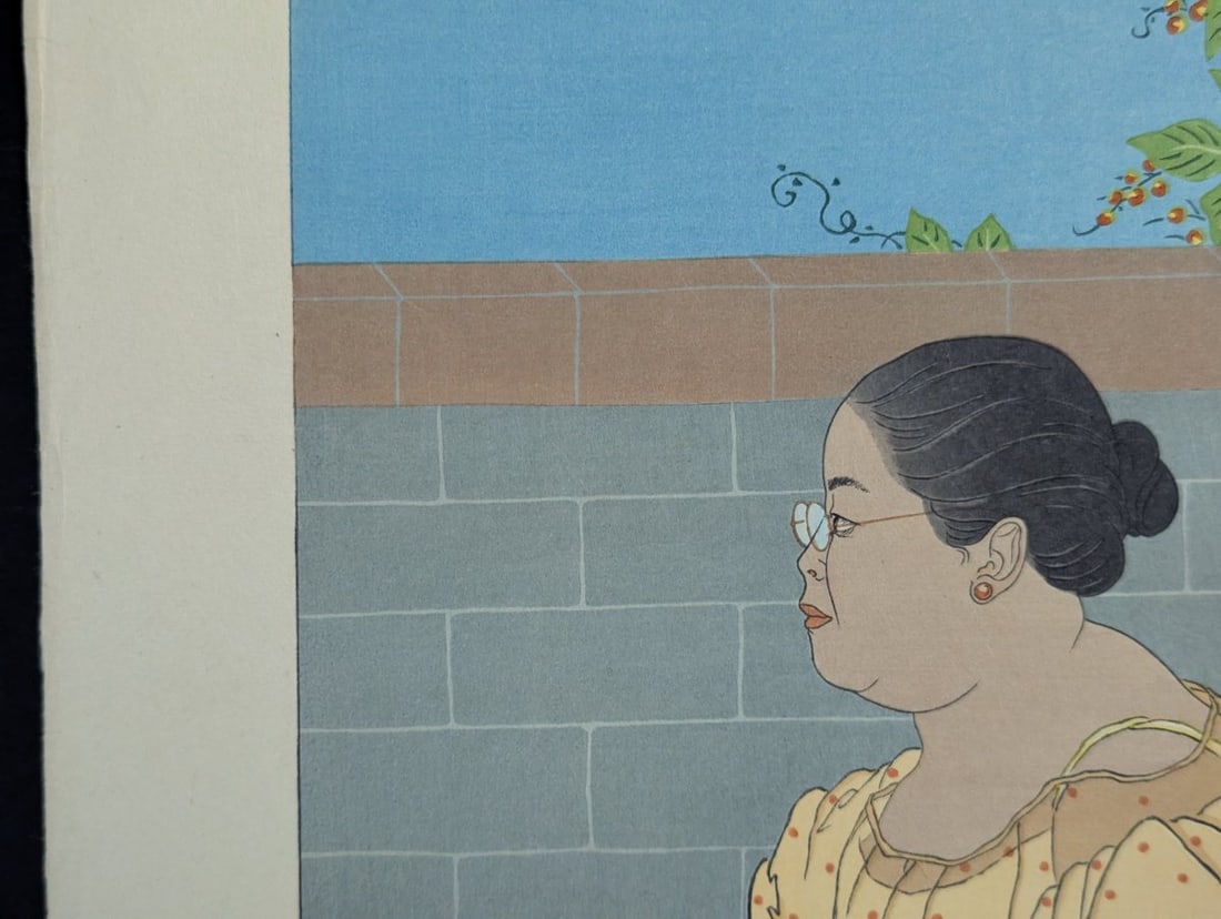 Paul Jacoulet Japanese Woodblock Print Joaquina et sa Mere au Sermon du Pere PONS Rota Marianes - 4