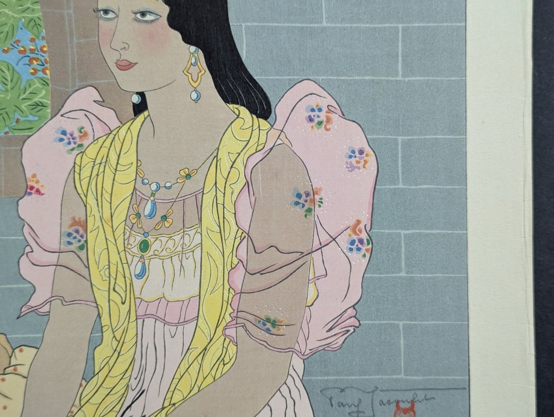 Paul Jacoulet Japanese Woodblock Print Joaquina et sa Mere au Sermon du Pere PONS Rota Marianes - 5