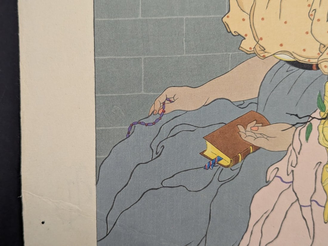 Paul Jacoulet Japanese Woodblock Print Joaquina et sa Mere au Sermon du Pere PONS Rota Marianes - 6