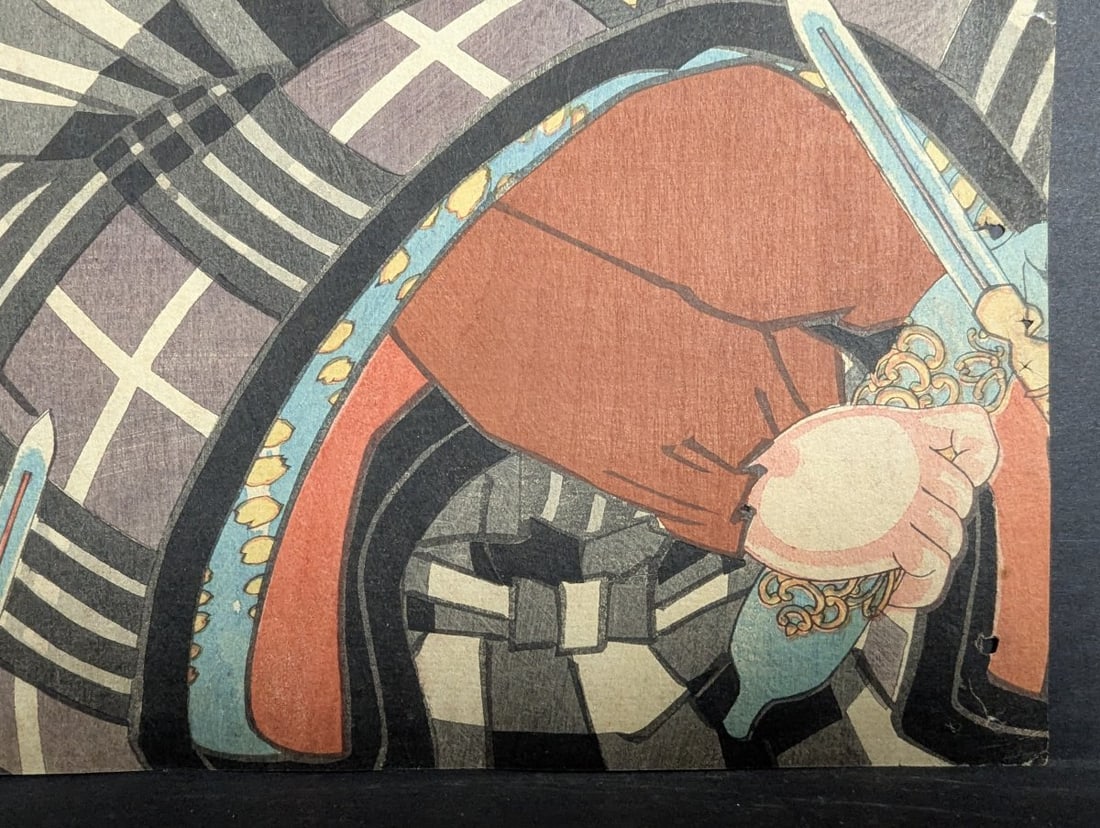 19th Century Japanese Woodblock Print by Utagawa Toyokuni III Fisherman Sharik Seven - 7