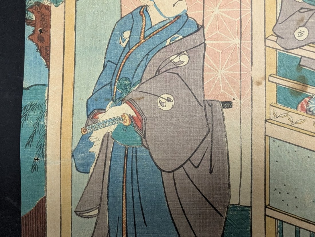 Utagawa Kunisada (Toyokuni III) Kabuki Scene - Original 19th Century Japanese Woodblock Print - 4