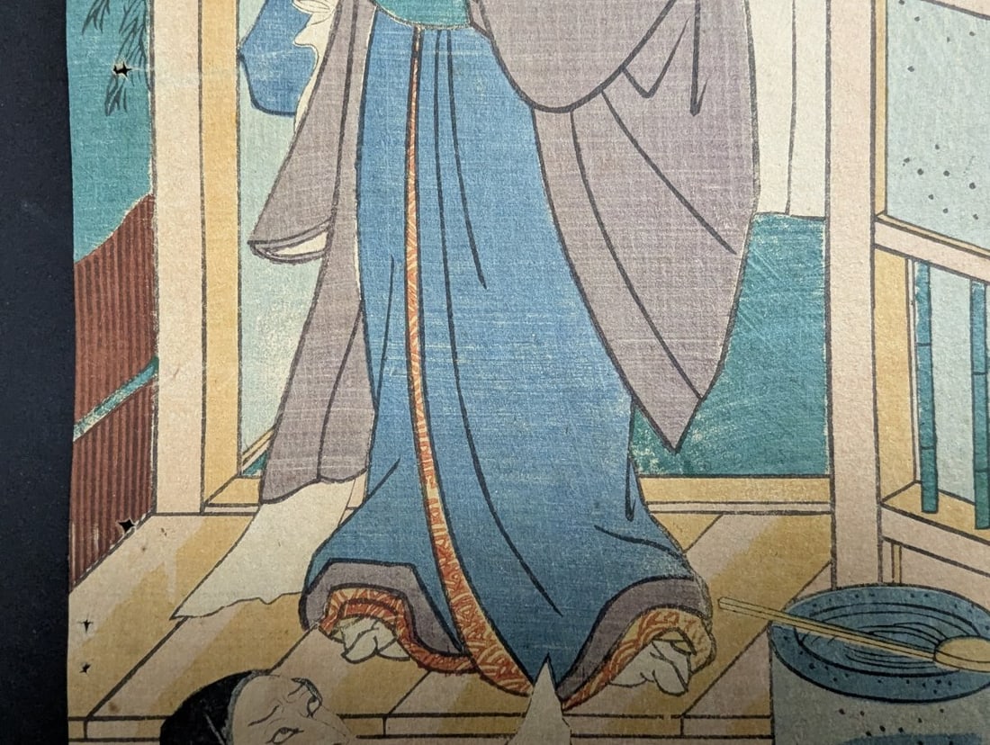 Utagawa Kunisada (Toyokuni III) Kabuki Scene - Original 19th Century Japanese Woodblock Print - 6