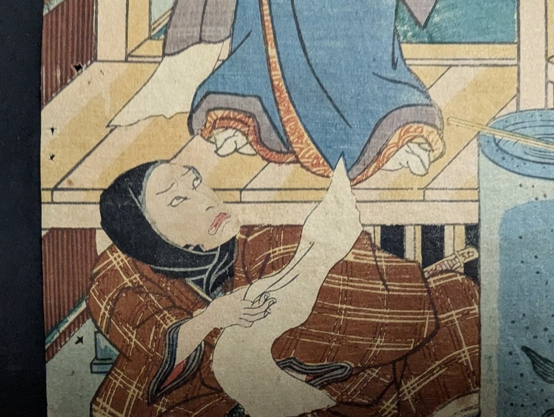 Utagawa Kunisada (Toyokuni III) Kabuki Scene - Original 19th Century Japanese Woodblock Print - 8
