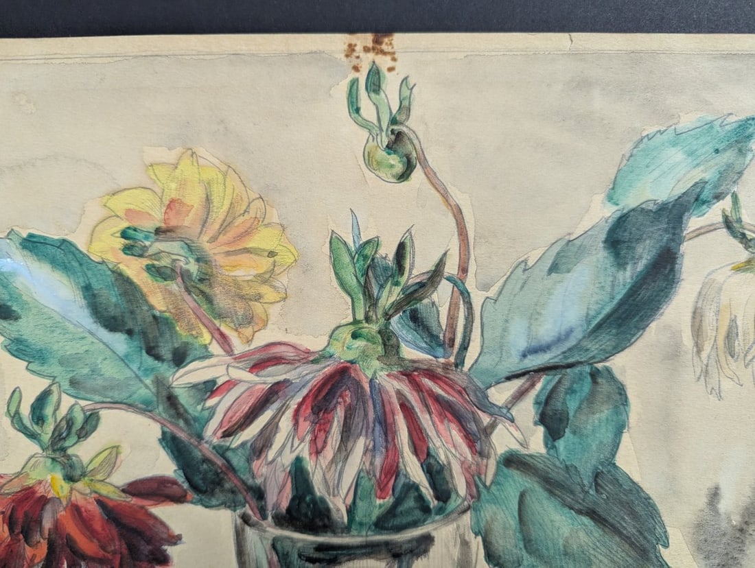 Ishikawa Toraji Floral Still Life Watercolor 1930s - 3
