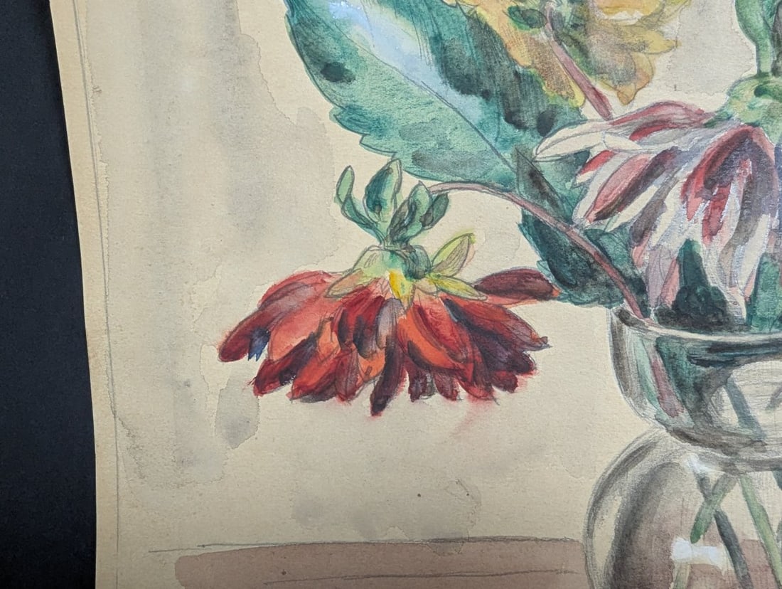 Ishikawa Toraji Floral Still Life Watercolor 1930s - 5