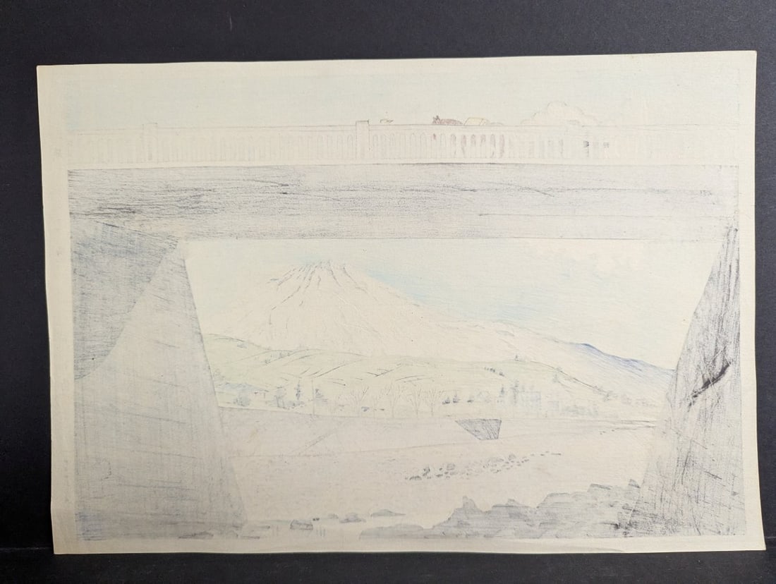 Tokuriki Tomikichiro Japanese Woodblock Print Fuji View Bridge in Suruga - 11