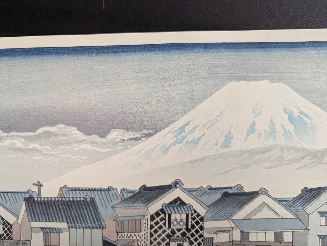 Japanese Woodblock Print by Tomikichiro Tokuriki Fuji from Numazu Harbor - 3