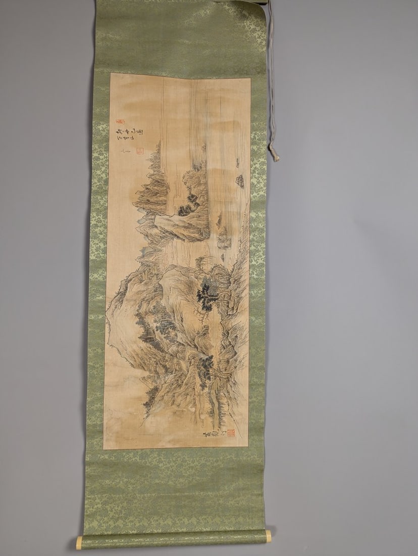 East Asian Landscape Hanging Scroll Painting Traditional Vintage Art (1 of 9)