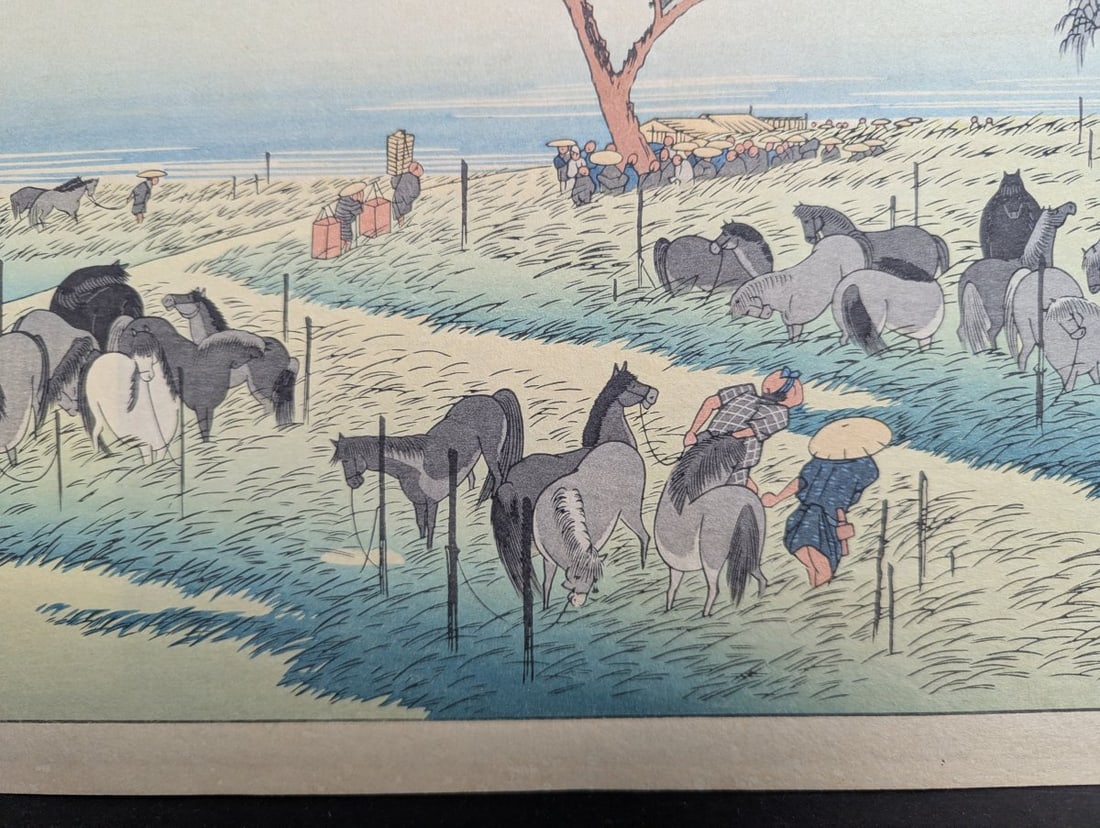 Utagawa Hiroshige Japanese Woodblock Print Reproduction ChiryÅ«: Early Summer Horse Market - 6