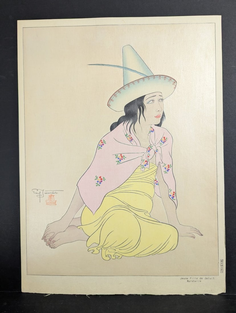 Paul Jacoulet Japanese Woodblock Print Jeune Fille de Jaluit Marshalls Art (1 of 9)