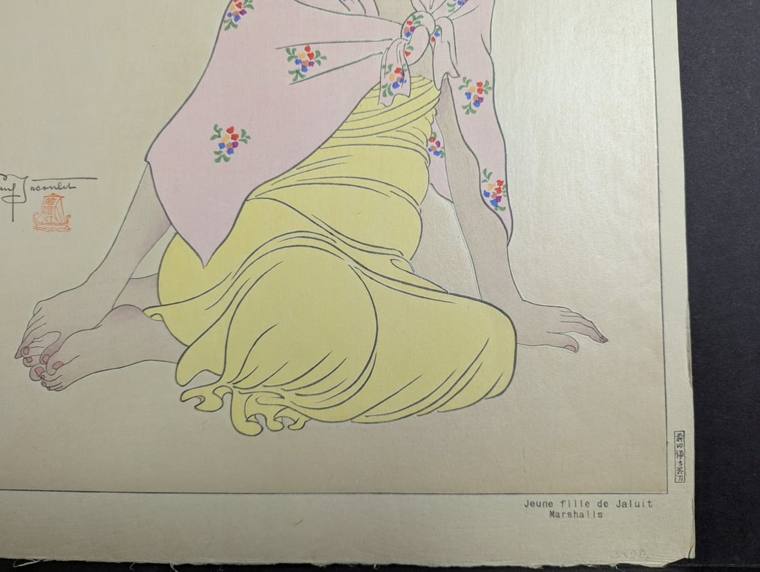 Paul Jacoulet Japanese Woodblock Print Jeune Fille de Jaluit Marshalls Art - 7