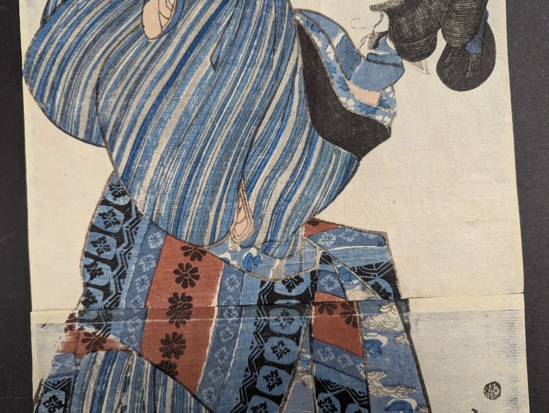 Original 19th Century Japanese Woodblock Print Beauty Playing with Cat Utagawa Kunisada - 4