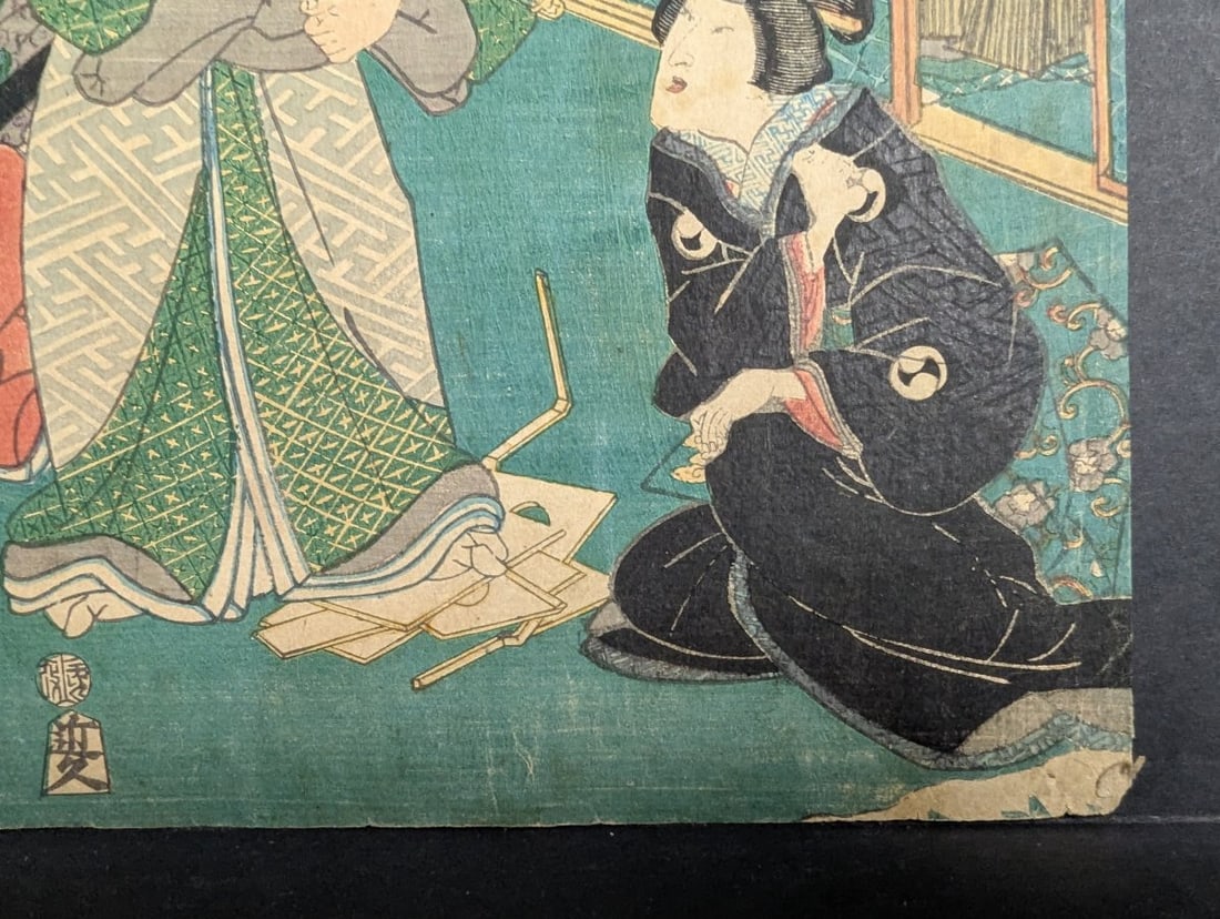 Original 19th Century Japanese Woodblock Print by Utagawa Kunisada, 'Kanadehon ChÅ«shingur - 7
