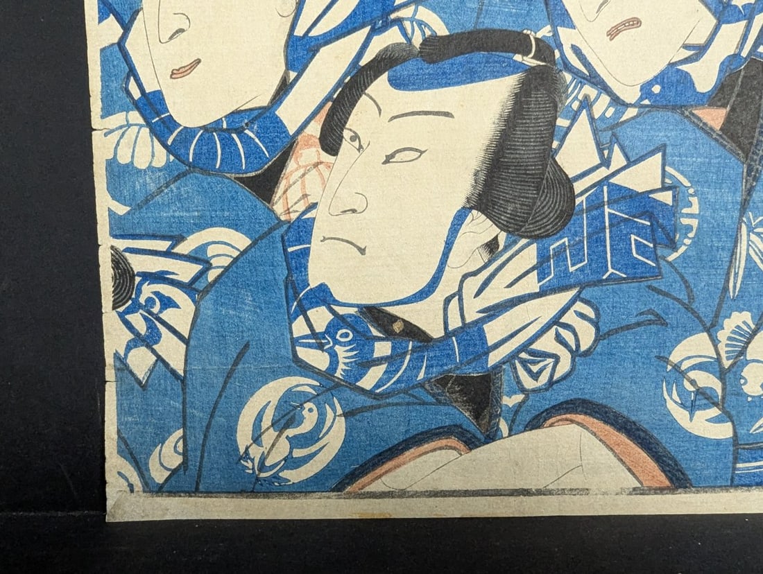 Original 19th Century Japanese Woodblock Print by Utagawa Yoshiiku - Kabuki Actors - 6