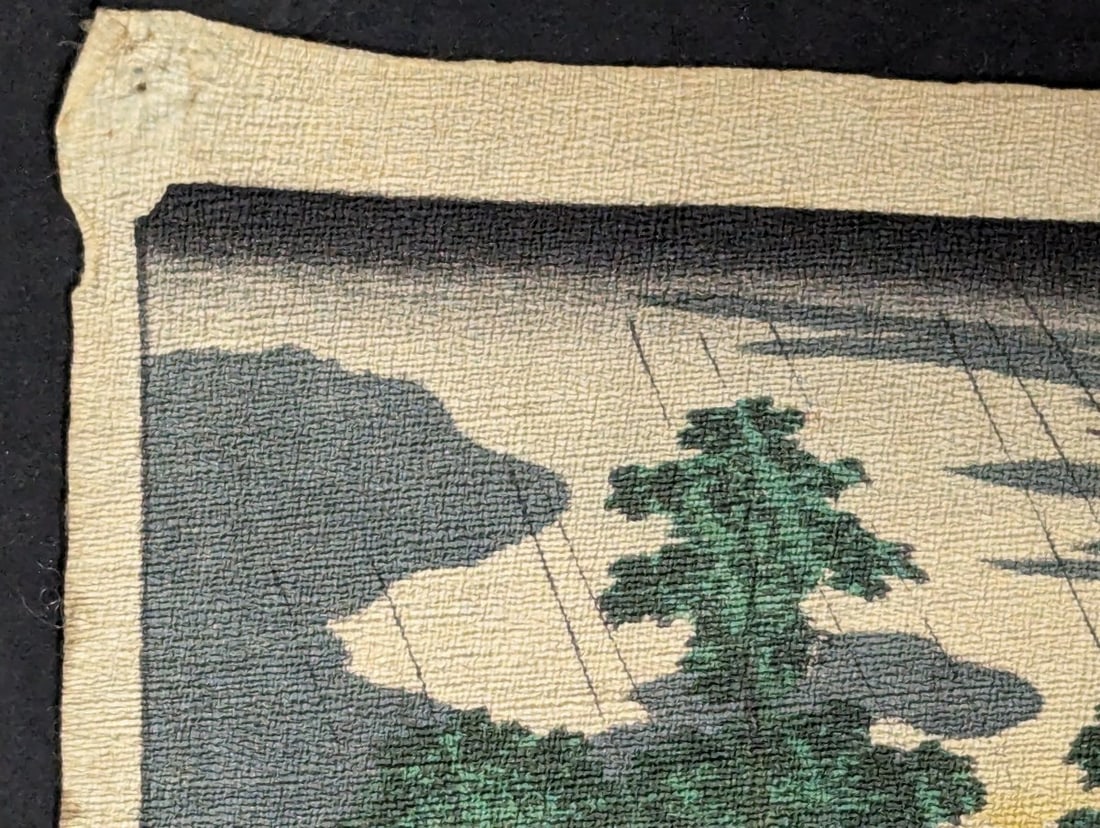 Original 19th Century Japanese Woodblock Print by Utagawa Hiroshige, Kameyama, Chirimen-e - 2