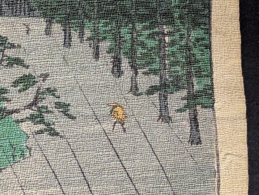 Original 19th Century Japanese Woodblock Print by Utagawa Hiroshige, Kameyama, Chirimen-e - 5