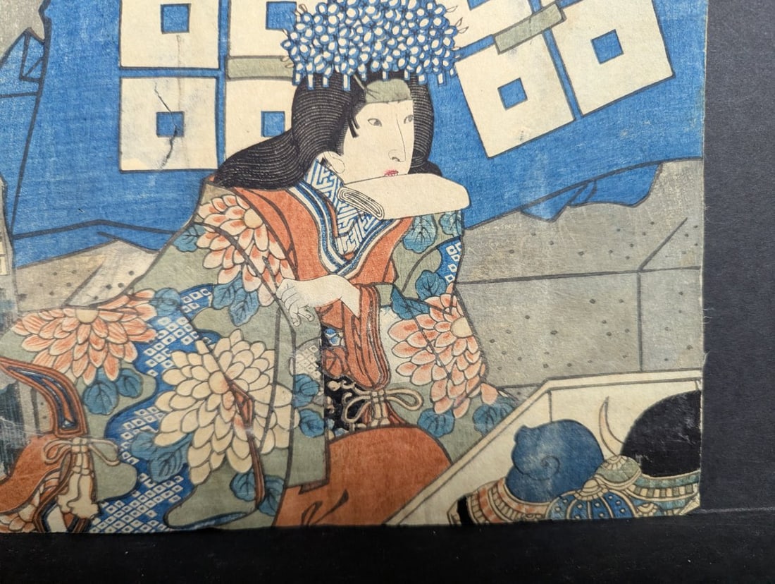 Original 19th Century Japanese Woodblock Print of a Kabuki Scene by Toyokuni III - 7