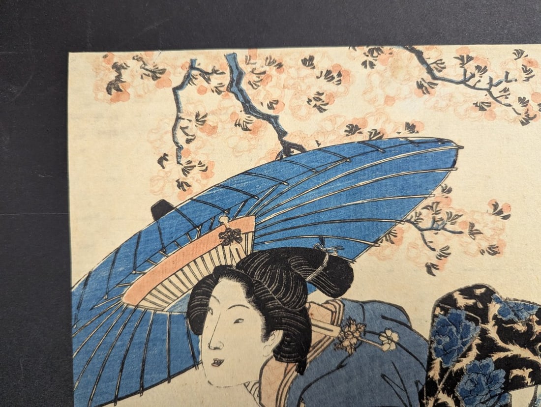 Original 19th Century Japanese Woodblock Print by Keisai Eisen Beautiful Woman Art - 2