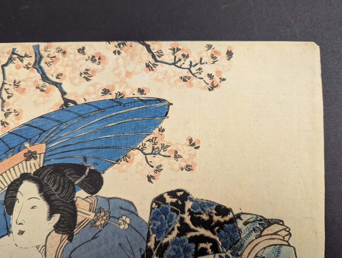 Original 19th Century Japanese Woodblock Print by Keisai Eisen Beautiful Woman Art - 3