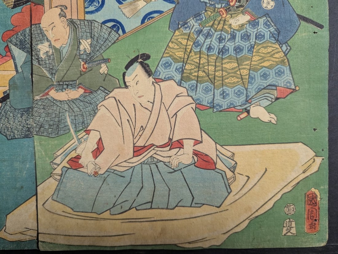 Original 19th Century Japanese Woodblock Print Diptych by Utagawa Kunisada Toyokuni III - 9