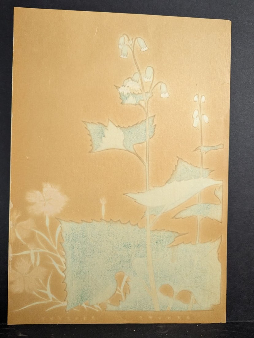 Japanese Woodblock Print by Nishinomiya Yosaku Ladybells and Pinks Vintage Art - 8
