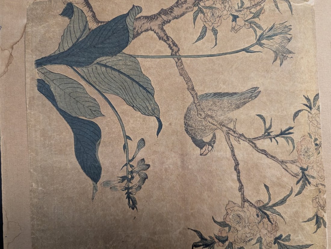 Reproduction of Katsushika Hokusai's 'Bullfinch and Weeping Cherry' Japanese Woodblock Print - 4