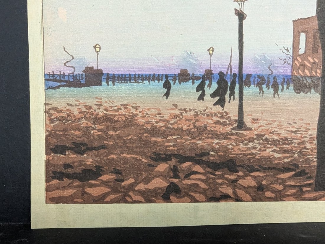Japanese Woodblock Print by Kiyochika: 'Hikifune Riverbank at Koume' - 5