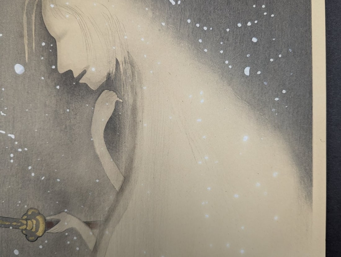 Japanese Woodblock Print Hotarumaru by Uemura Shoen Ethereal Spirit in Snow - 2