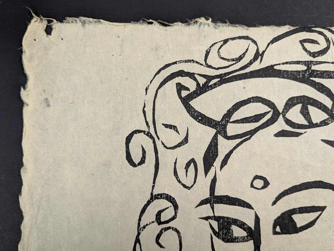 Shiko Munakata Japanese Woodblock Print of a Bodhisattva Head - 3