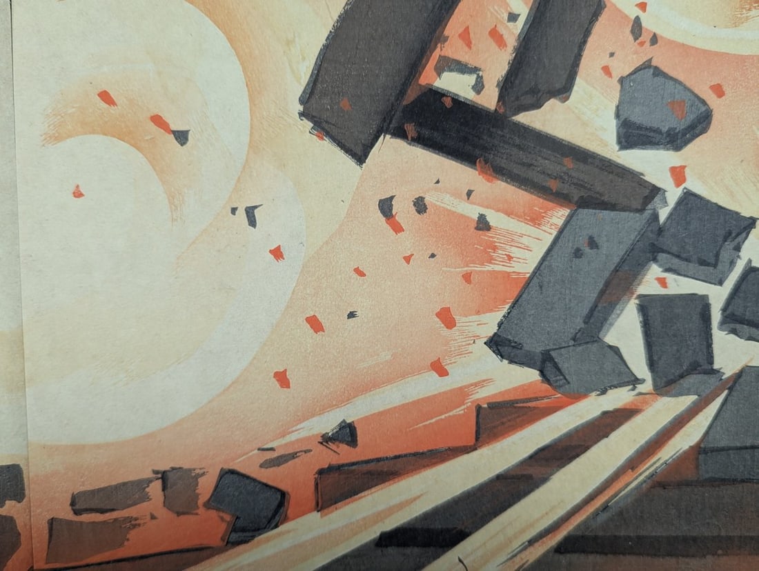 Kobayashi Kiyochika Japanese Woodblock Print Triptych Picture of the Fall of the Jinzhou Castle - 11