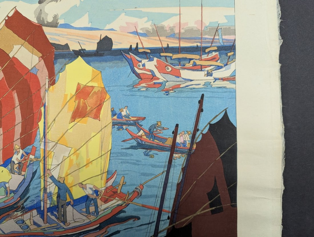Ishii Toraji Japanese Woodblock Print An Interesting View of Tonan 1930s - 9