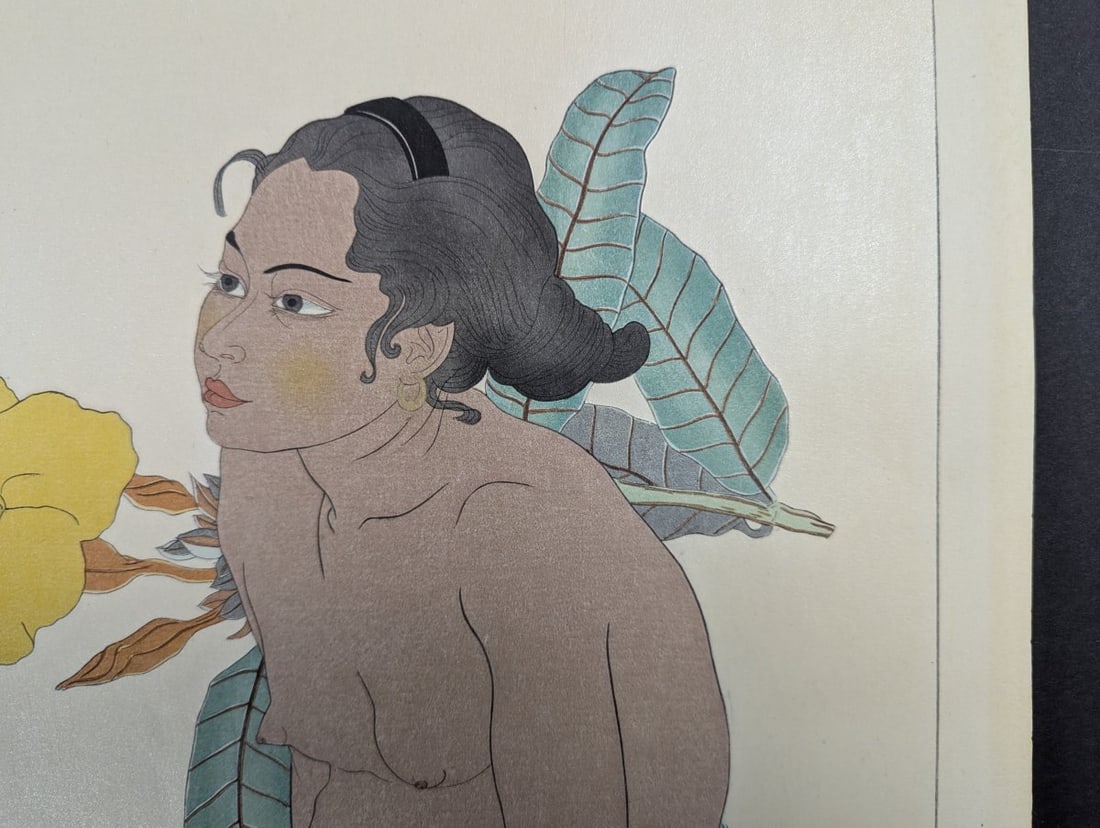 Paul Jacoulet Japanese Woodblock Print Jeune Fille de Saipan et Fleur d'Hibiscus Marianes - 5