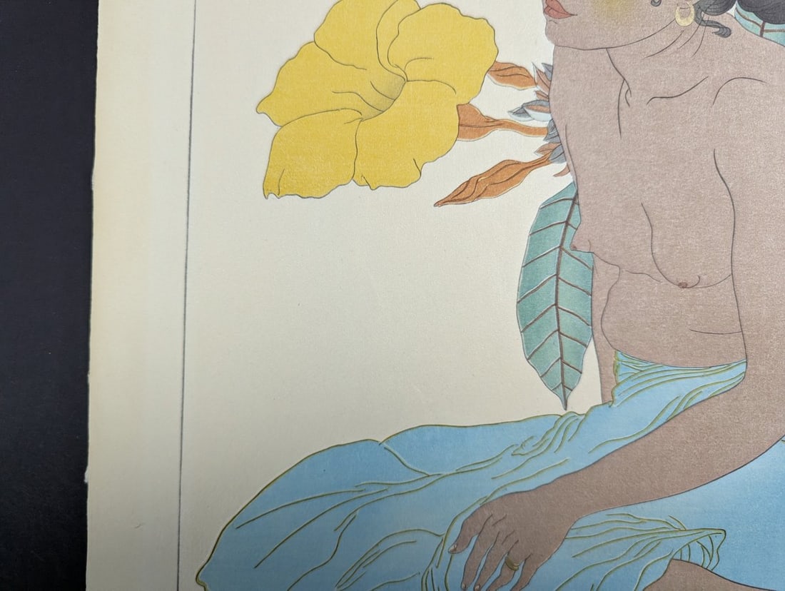 Paul Jacoulet Japanese Woodblock Print Jeune Fille de Saipan et Fleur d'Hibiscus Marianes - 7