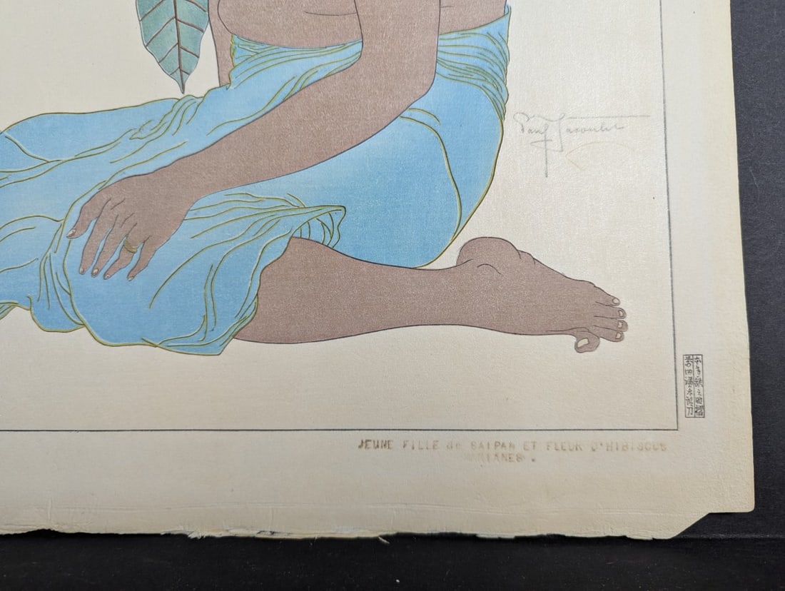 Paul Jacoulet Japanese Woodblock Print Jeune Fille de Saipan et Fleur d'Hibiscus Marianes - 9