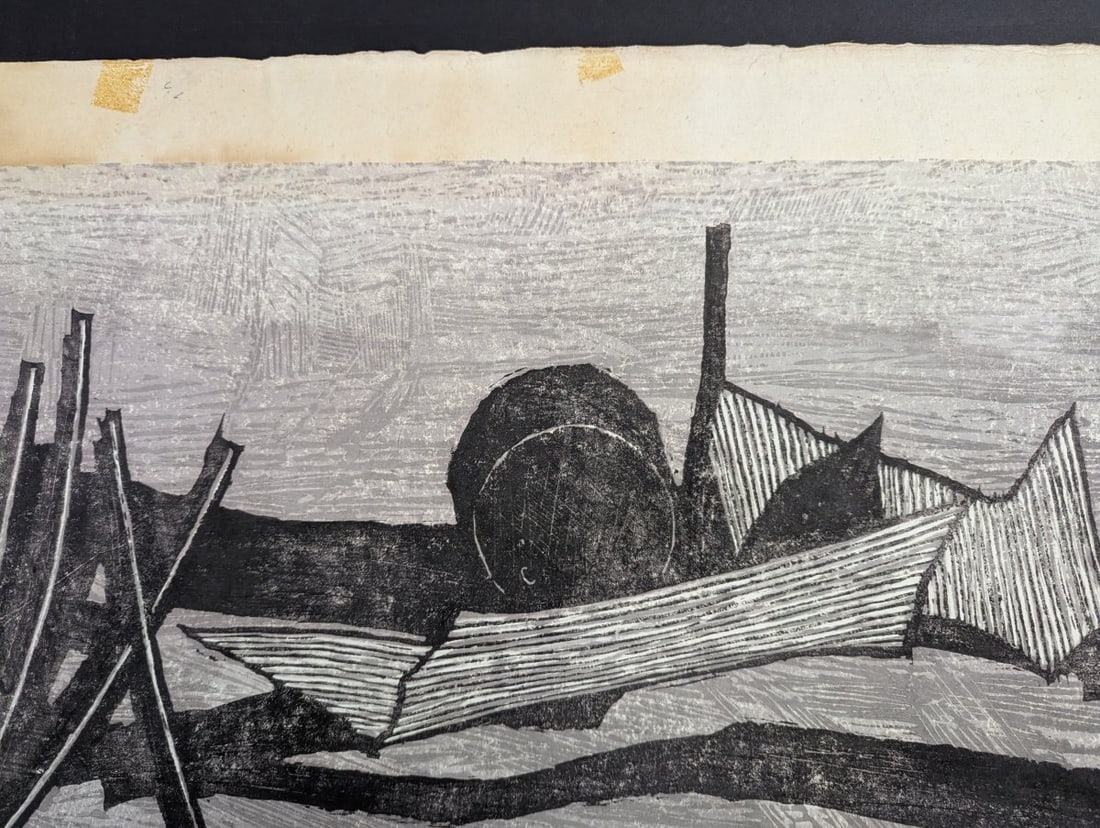 Fumio Kitaoka Japanese Woodblock Print KÅjÅ-ba nite 2 At the Factory Site 2 19 - 5