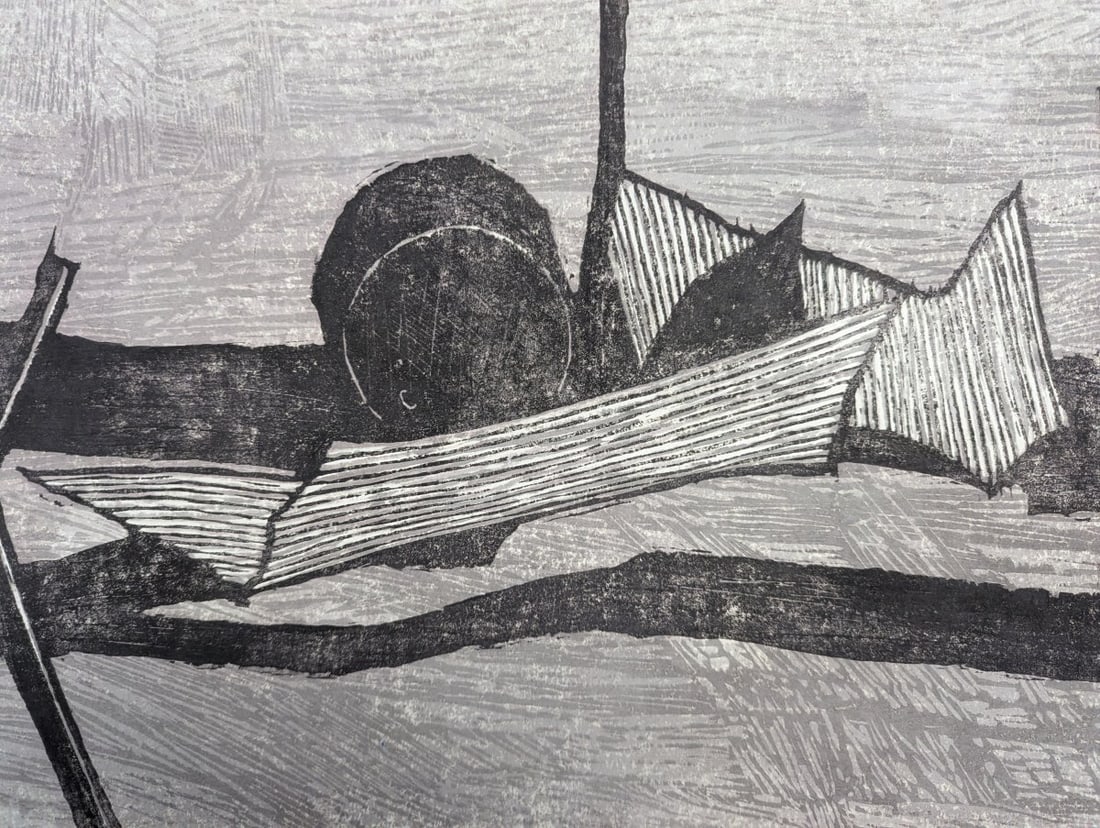 Fumio Kitaoka Japanese Woodblock Print KÅjÅ-ba nite 2 At the Factory Site 2 19 - 9