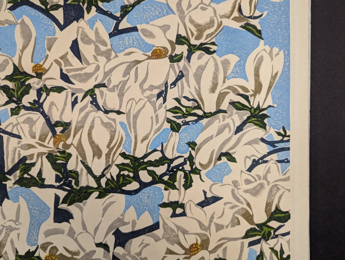 Okiee Hashimoto Magnolia Japanese Woodblock Print - Beautiful Floral Artwork - 2