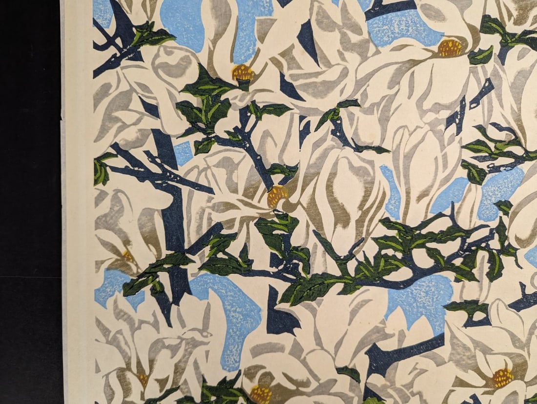 Okiee Hashimoto Magnolia Japanese Woodblock Print - Beautiful Floral Artwork - 3