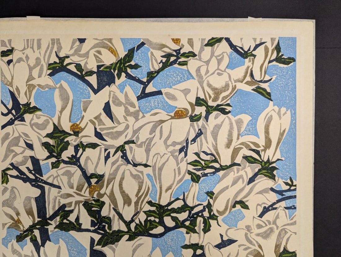 Okiee Hashimoto Magnolia Japanese Woodblock Print - Beautiful Floral Artwork - 4