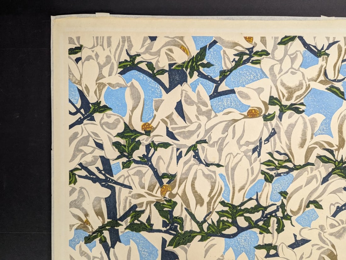 Okiee Hashimoto Magnolia Japanese Woodblock Print - Beautiful Floral Artwork - 5